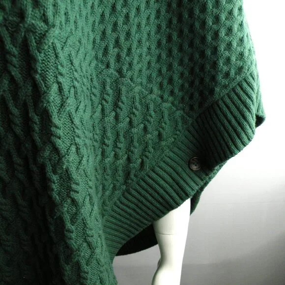 Talbots Green Cable Knit Cape Poncho Sweater - Picture 4 of 7
